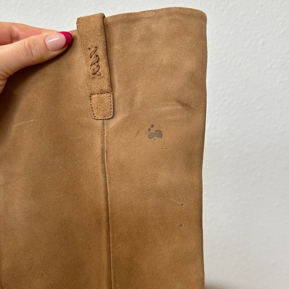 Free People Stevie Tan Heeled Knee Boots with Pointed Toe in Cognac Suede - Picture 8 of 12